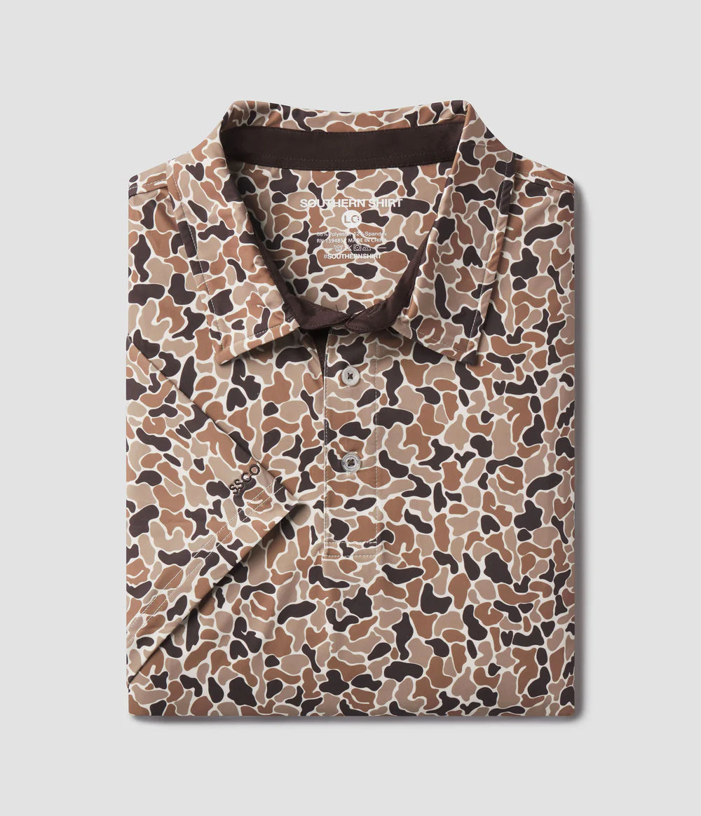SOUTHERN SHIRT CO HUNTERS HIDEAWAY PRINT POLO