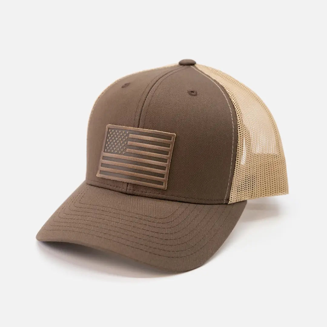 AMERICAN FLAG LEATHER PATCH HAT