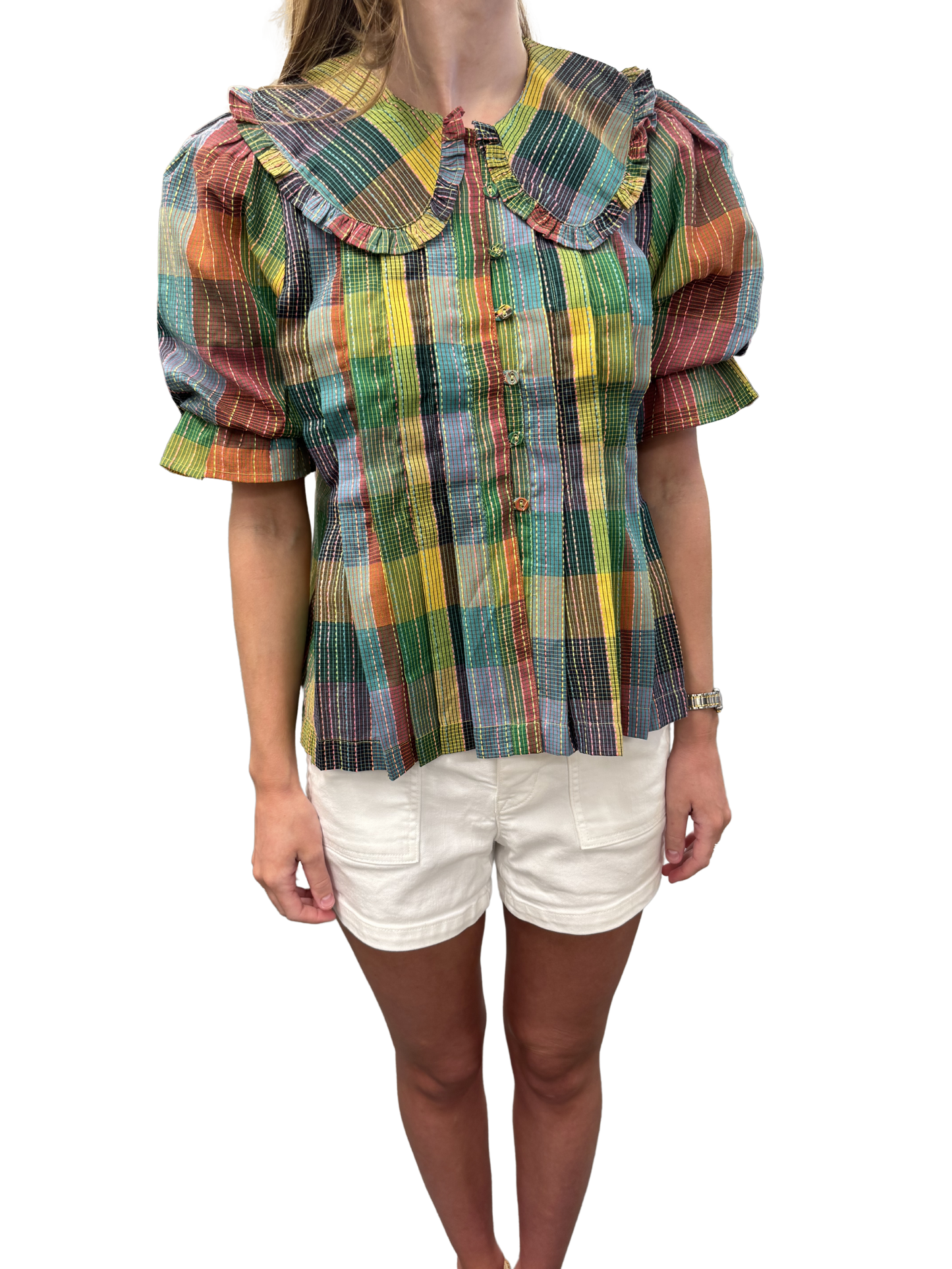 BLOCKS OF PLAID TOP
