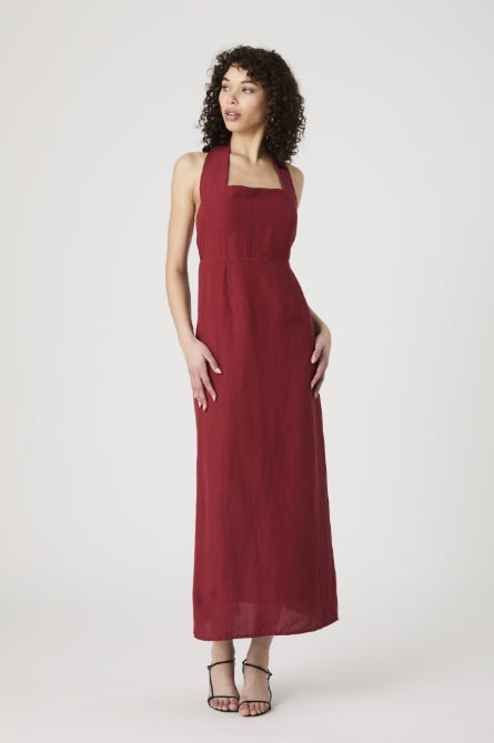 BIRDIE LINEN HALTER DRESS