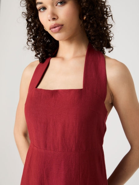 BIRDIE LINEN HALTER DRESS