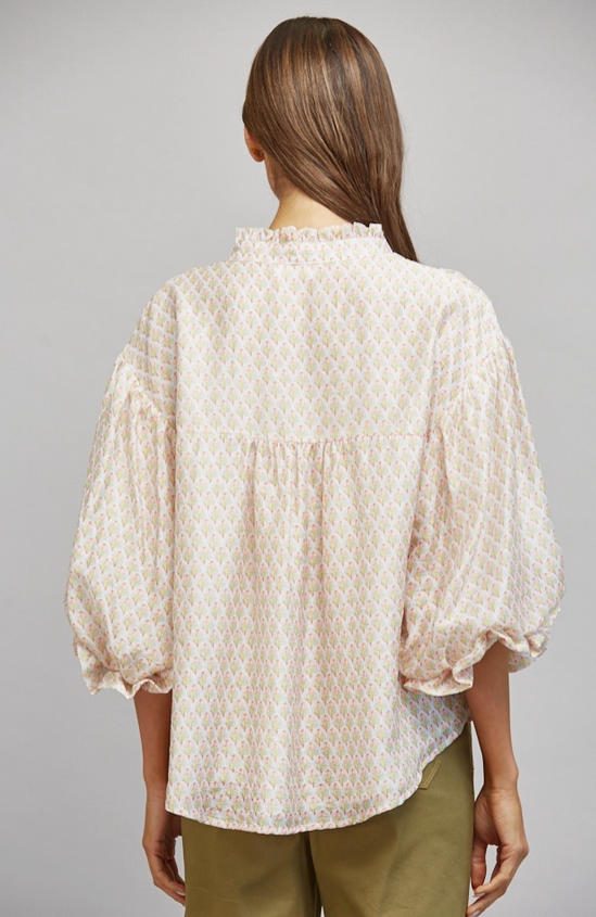 FLORAL BLOCK PRINT BLOUSE