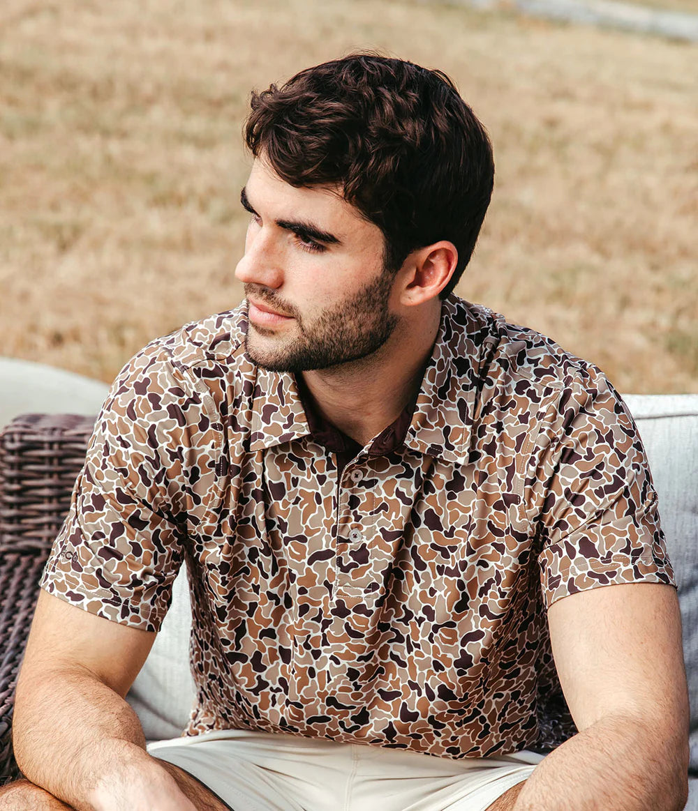 SOUTHERN SHIRT CO HUNTERS HIDEAWAY PRINT POLO
