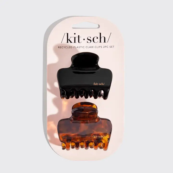 KITSCH Recycled Plastic Medium Puffy Claw Clips 2pc Set