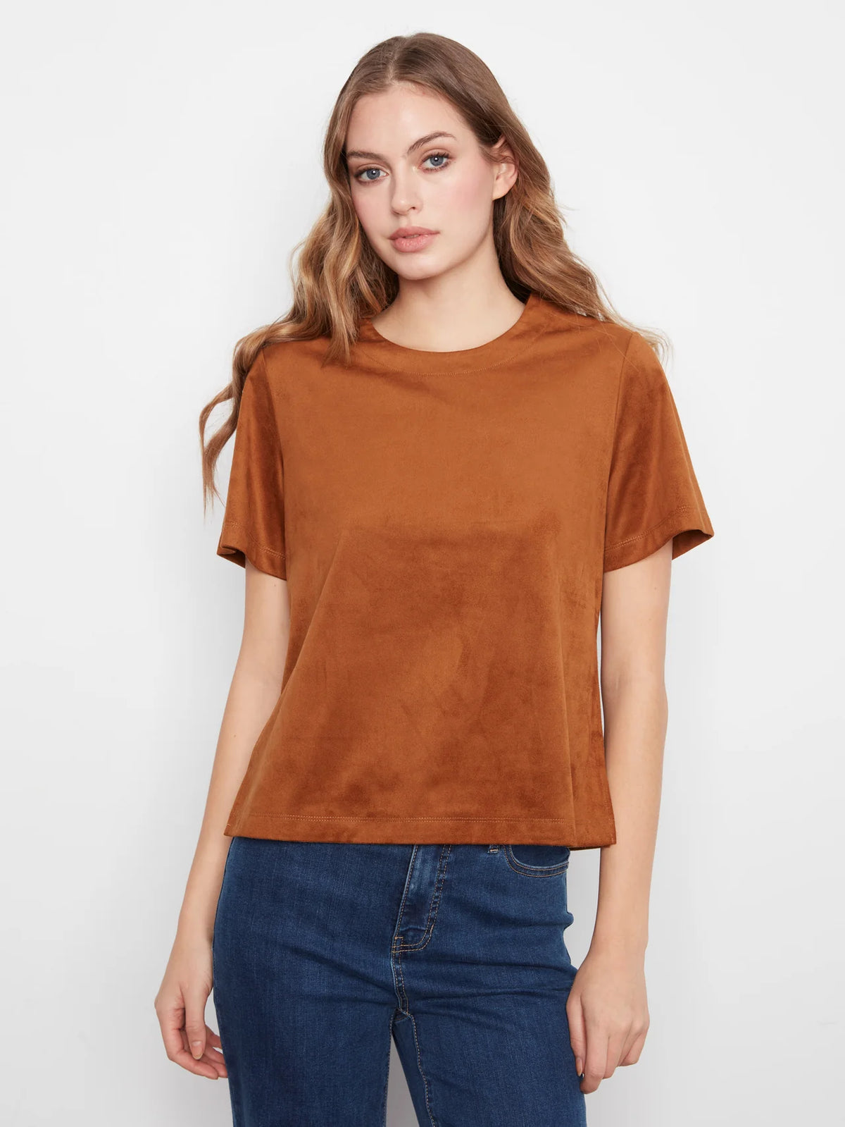 FAUX SUEDE SS TOP