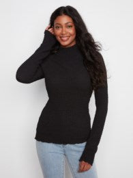 LETTUCE EDGE MOCK NECK TOP