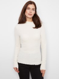 LETTUCE EDGE MOCK NECK TOP