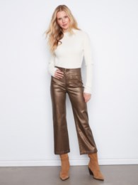 METALLIC WAX TWILL FLARE PANT