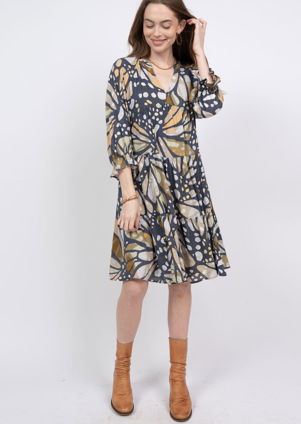 Graphic Print Tiered Dress