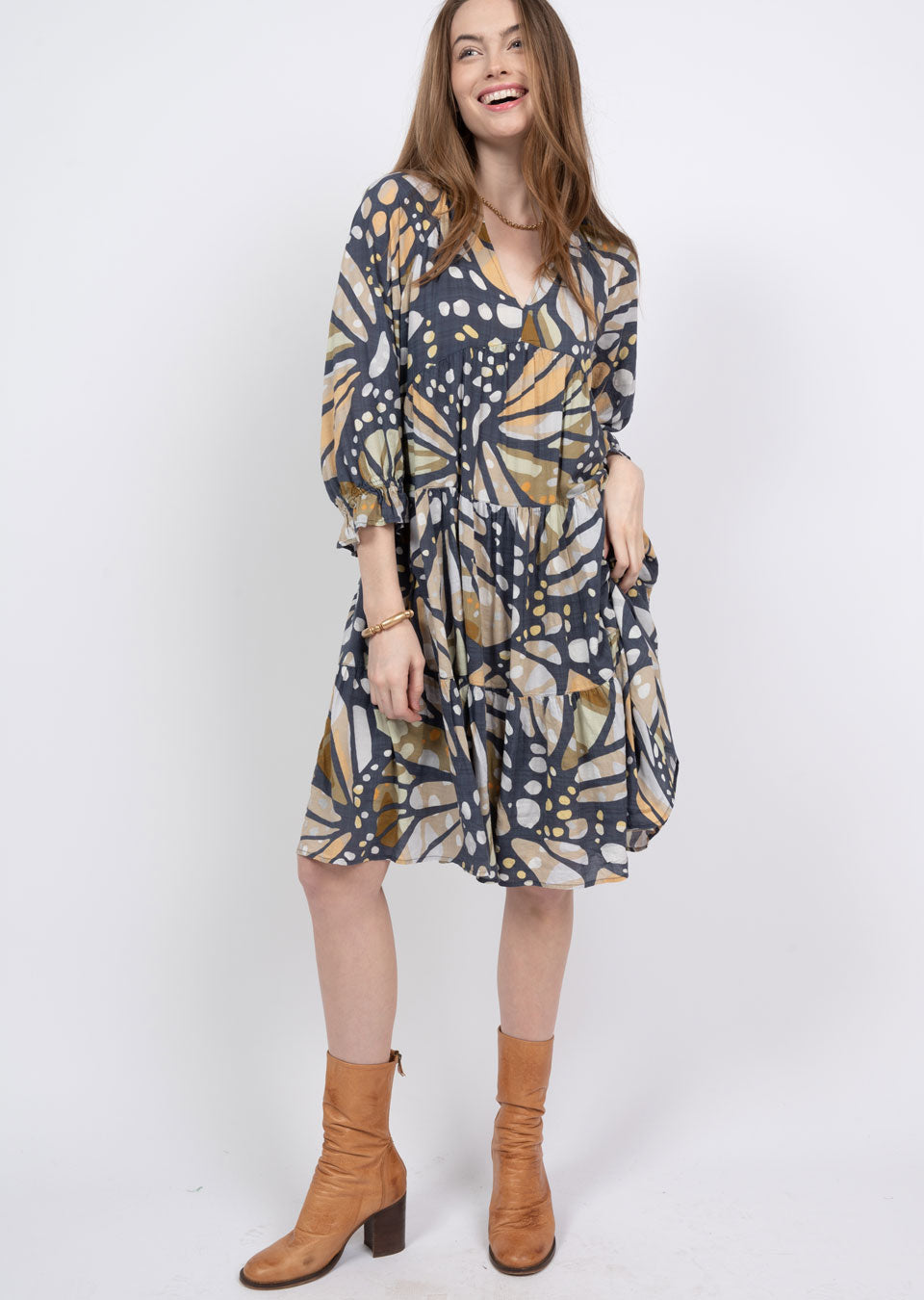 Graphic Print Tiered Dress