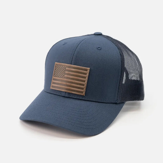 AMERICAN FLAG LEATHER PATCH HAT