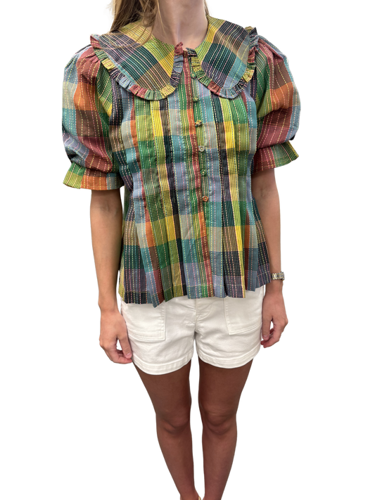 BLOCKS OF PLAID TOP