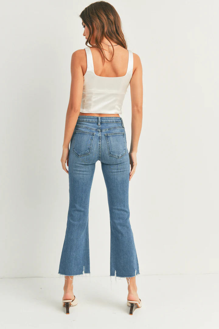 HR CROP FLARE JEAN DISTRESSED HEM