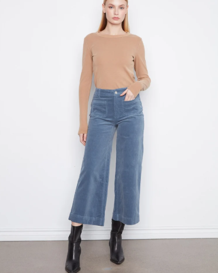 CROPPED WIDE LEG CORDUROY PANT