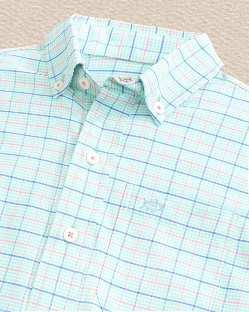 SOUTHERN TIDE BOYS EDISTO ISLAND PLAID COASTAL BREEZE SPORT SHIRT