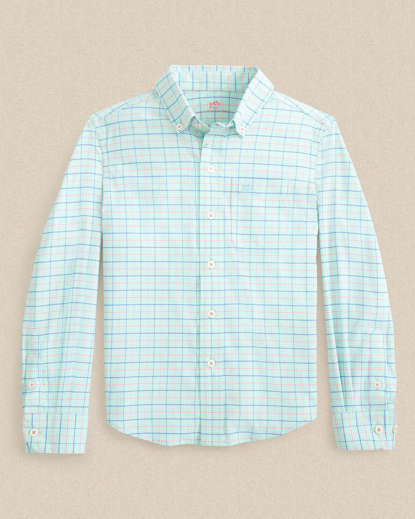 SOUTHERN TIDE BOYS EDISTO ISLAND PLAID COASTAL BREEZE SPORT SHIRT