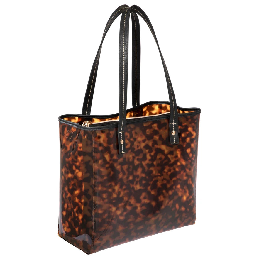 MIAMI CLEARLY TORTOISE PIPER TOTE WITH POUCH