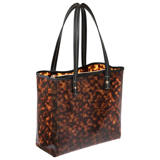 MIAMI CLEARLY TORTOISE PIPER TOTE WITH POUCH