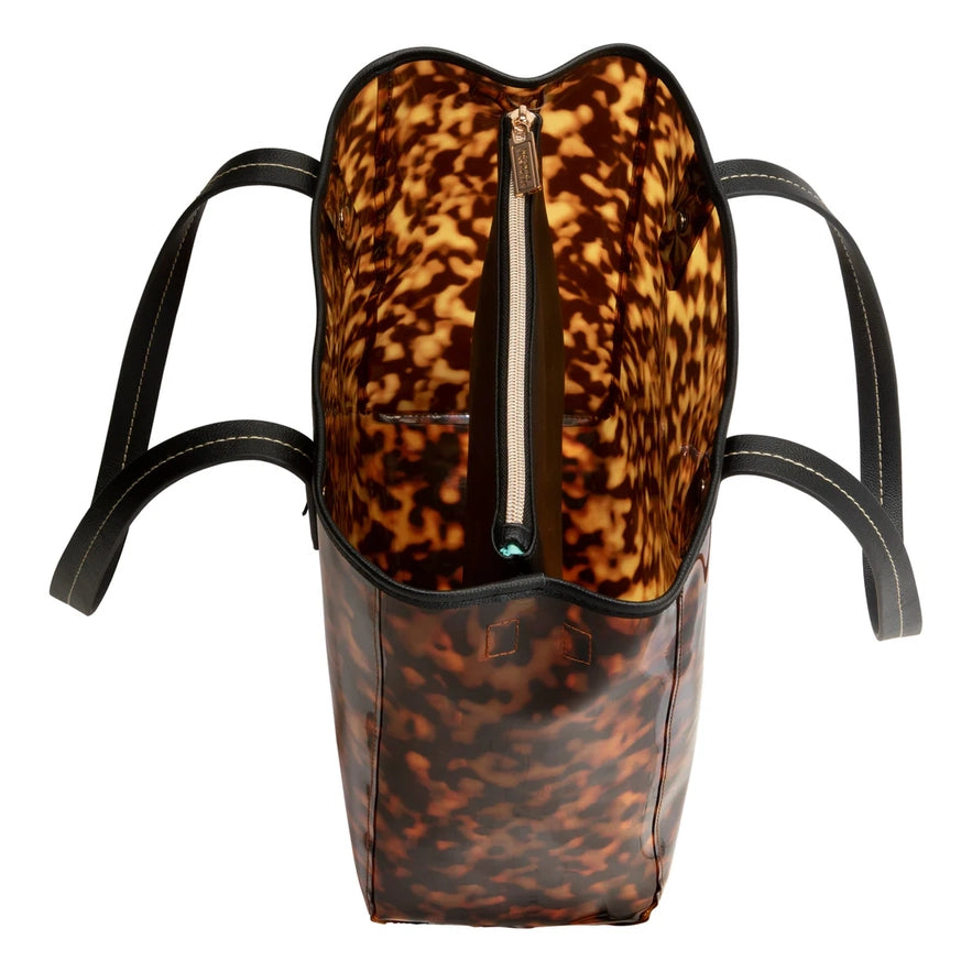MIAMI CLEARLY TORTOISE PIPER TOTE WITH POUCH