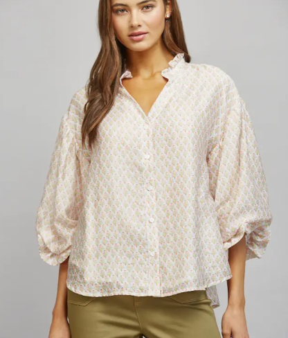 FLORAL BLOCK PRINT BLOUSE